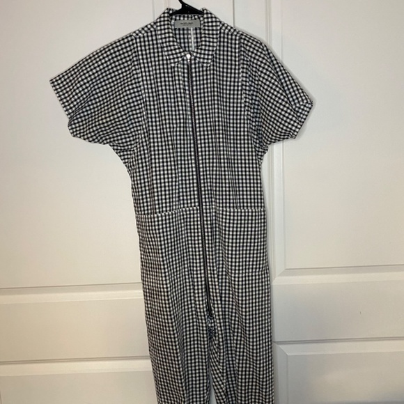 Rachel Comey Barrie Jumpsuit Gingham Black White Cotton Made in USA Size 0 - Picture 3 of 16